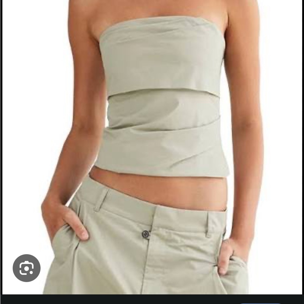 Lioness Strapless Light Green Crop Top